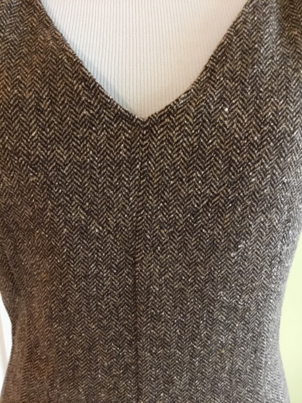 Dolce & Gabbana D&G Brown Herringbone Tweed Fit & Flare Midi Dress - Picture 14 of 14